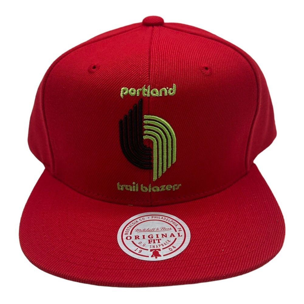 NWT Mitchell & Ness Portland Trail Blazers Reverse Grinch Snapback Hat Cap Red
